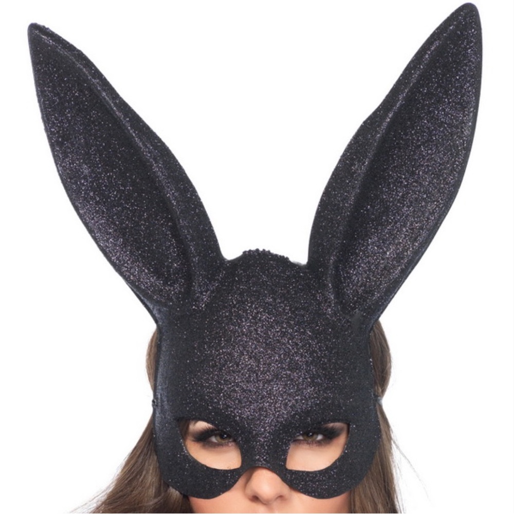 Halloween Black Glitter Bunny Mask